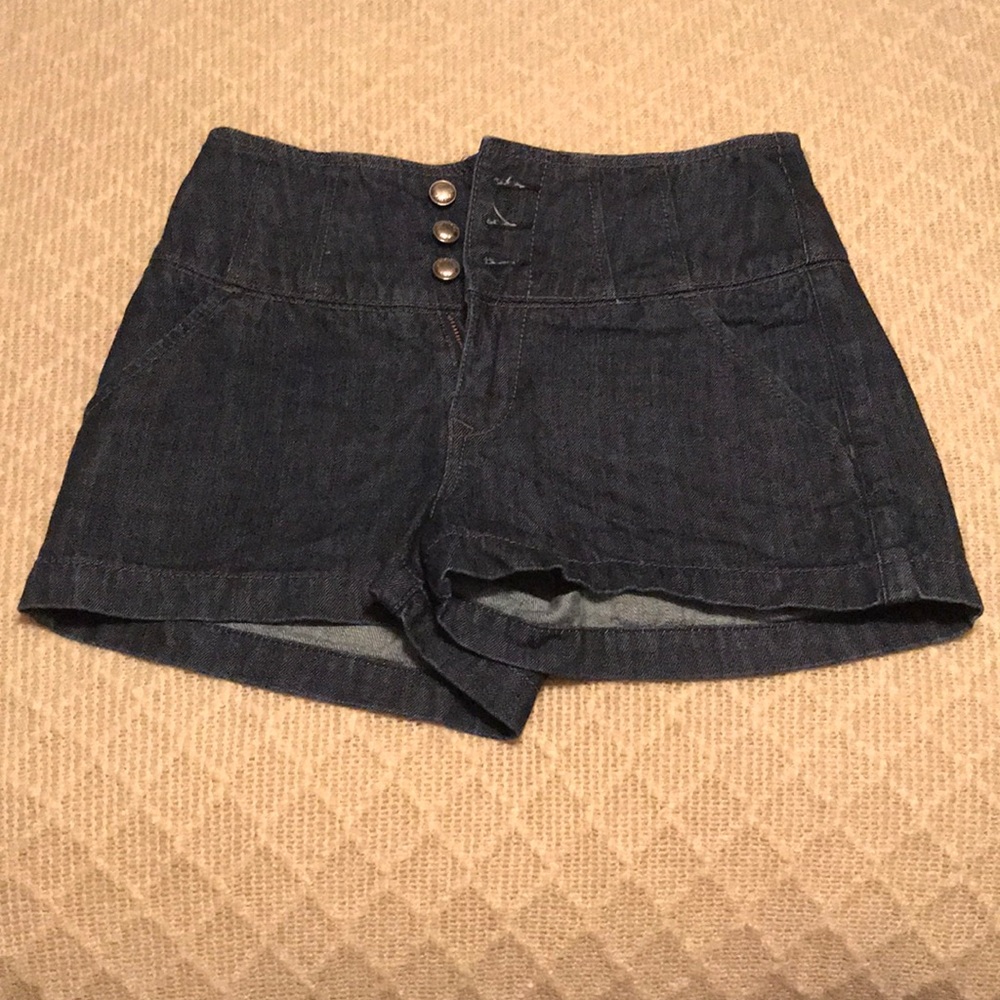 High-waisted dark denim Express shorts